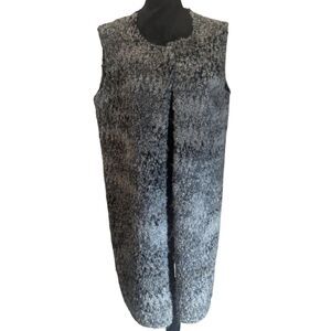 COCOGIO Italy Grey Bouclé Mohair Wool Blend Longline Open Vest Large